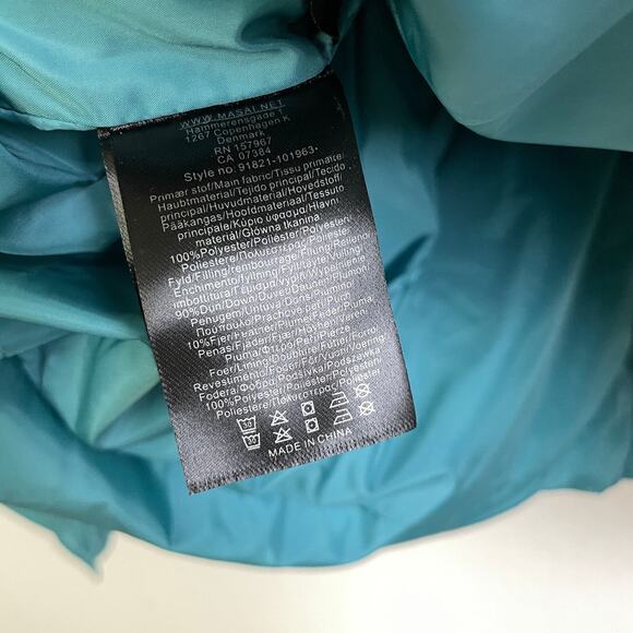 Masai Copenhagen Down Puffer Coat Small Womens Teal Full Zip Outdoors Tabiha NWT - Picture 11 of 13